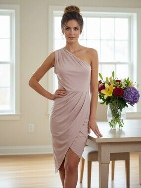 Prettygarden Blush Petal Elegance Draped Pleated Romantic Dress NWT Size Medium